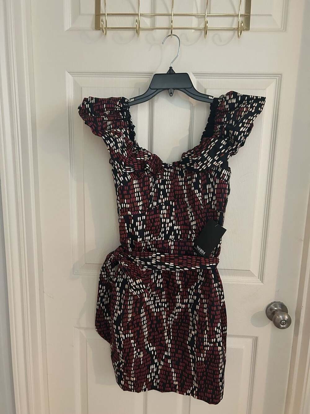 WHBM OTS Poplin Mini Dress Size 8 Arid Snake Black